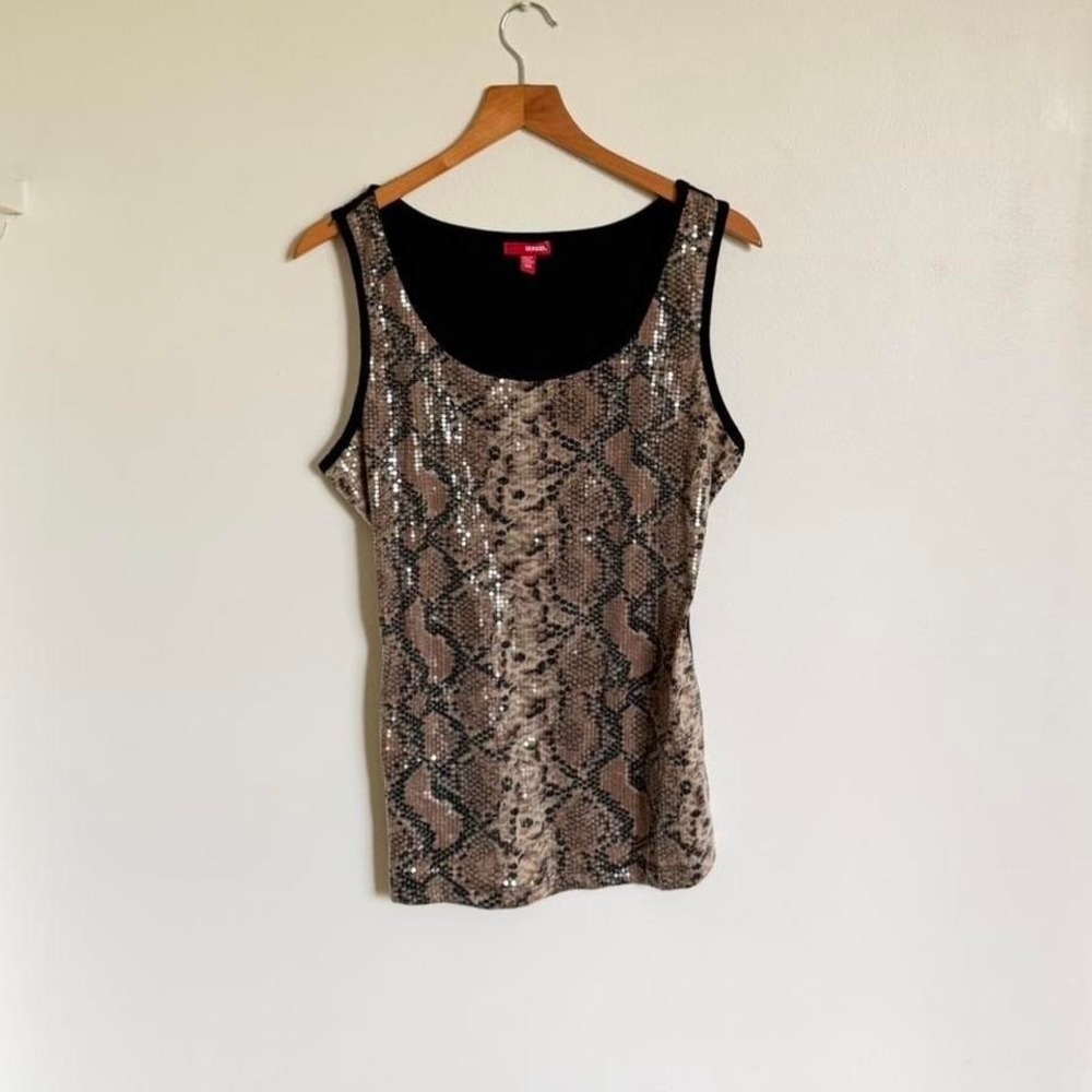BONGO Snake Print Sequin Tank Top S – Y2K Mesh‎ Sheer Clubwear